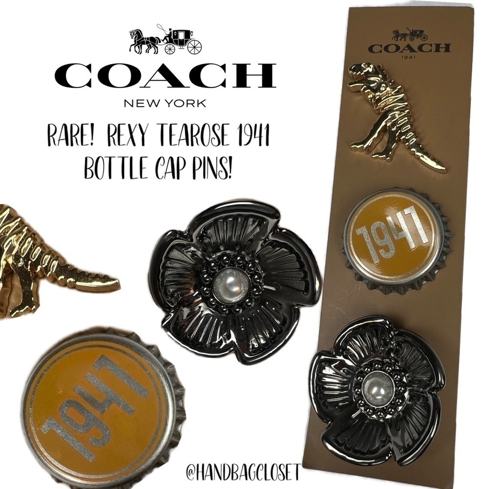Coach Tearose Pearl Rexy Bottlecap Collectible Pins
